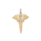 14K Gold Caduceus Diamond Pendant - additional product view 2