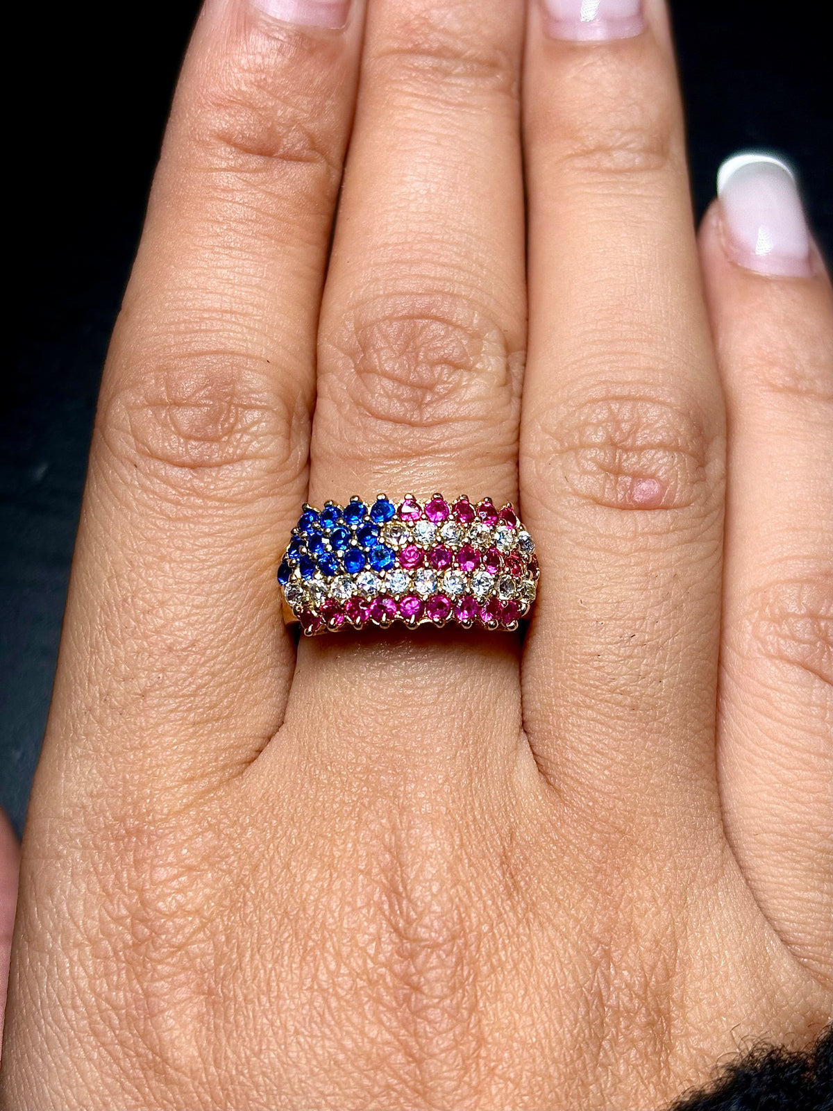 14K Gold United States Flag CZ Ring - additional product view 4
