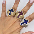 14K Gold Royal Cross Chrome Diamond Baguette Ring - additional product view 17
