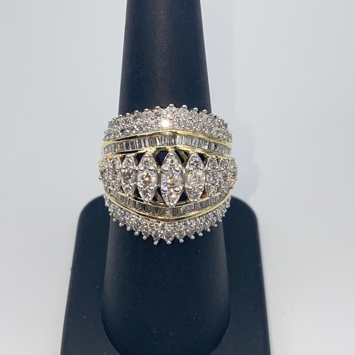 10K Gold Cluster Diamond Baguette Ring - additional product view 5
