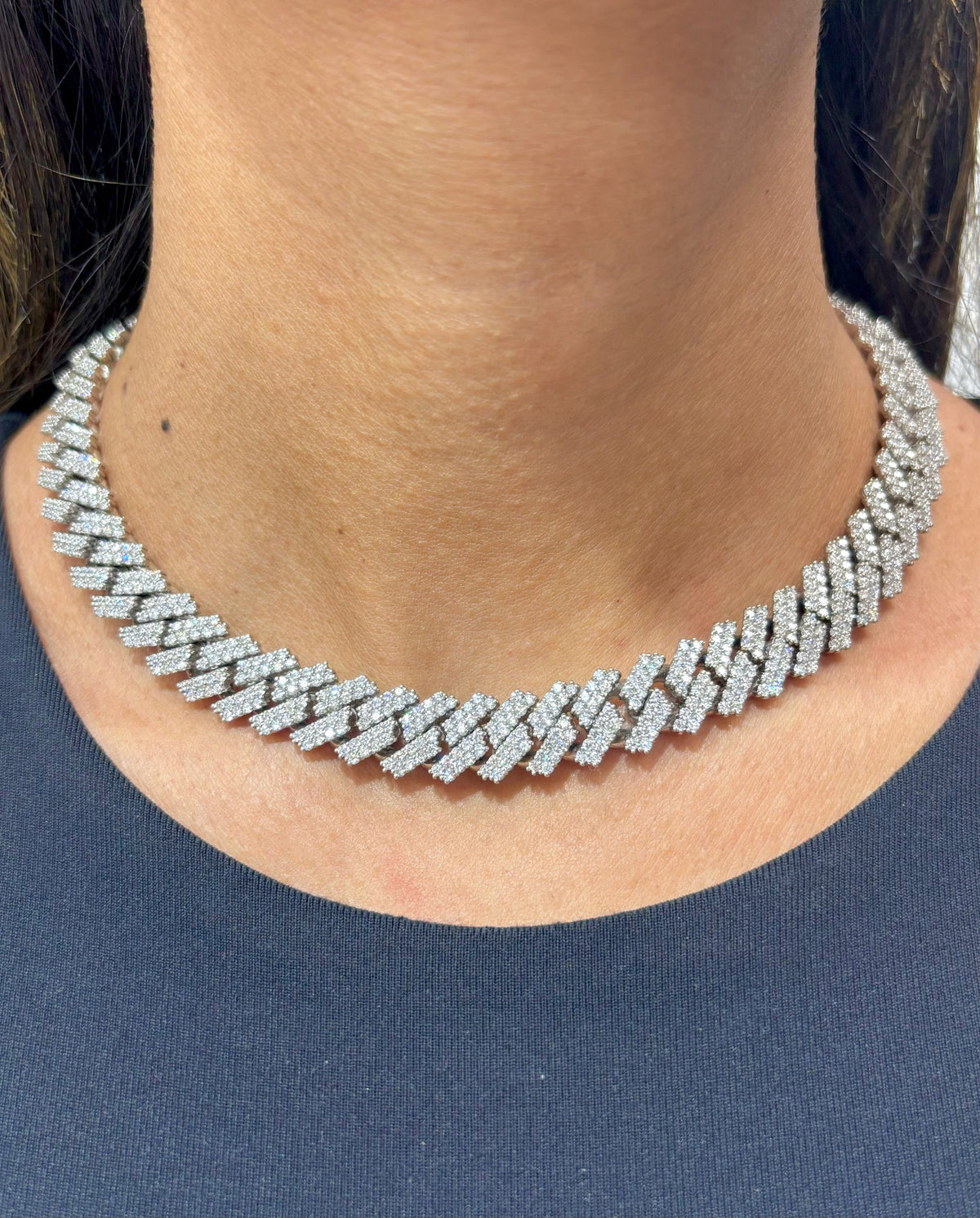 12.7mm Iced Out Cuban Diamond Chain 16 in - additional product view 2