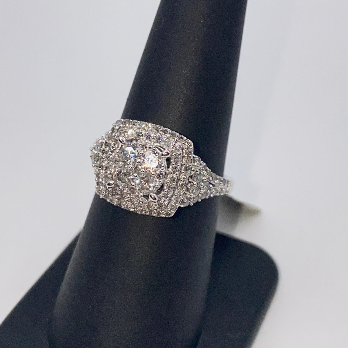 10K Gold Circle Square Halo Diamond Engagement Ring - additional product view 6