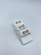 10K Gold Crown Rounded Square Diamond Earring - additional product view 4