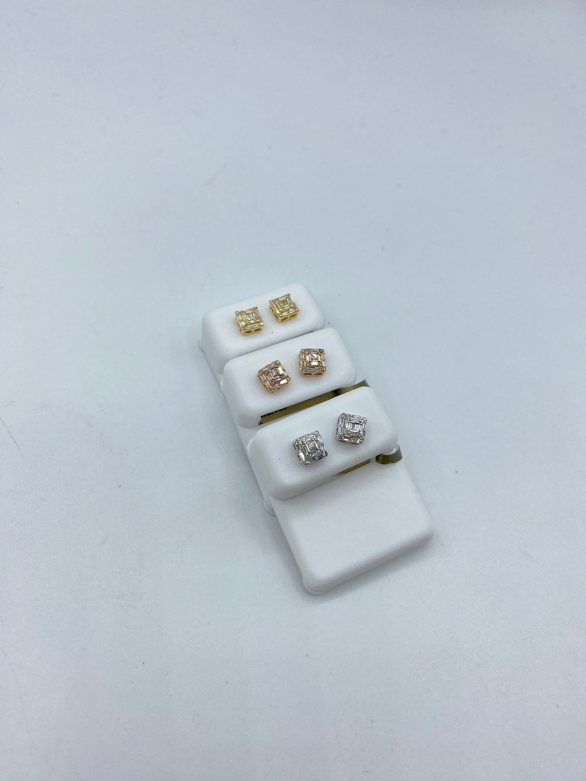 10K Gold Square Box Diamond Baguette Earrings - additional product view 3