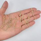 14K Gold Small Initial Letter Script Diamond Pendant Full Collection - additional product view 2