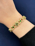 10K Gold Infinity Flower Diamond & Green Gemstone Bracelet - additional product view 4