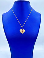 14K Gold Broken Heart Diamond Pendant in yellow gold - close-up product photo
