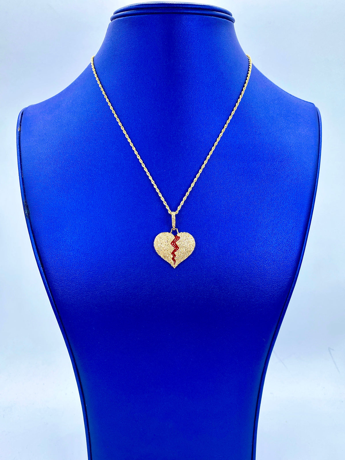 14K Gold Broken Heart Diamond Pendant in yellow gold - close-up product photo