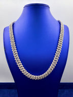 14K 12.5mm White Gold Diamond Cuban Chain 24 in - additional product view 2