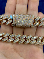 14K Rose Gold Jumbo Baguette Diamond Cuban Chain 14.2mm - additional product view 3