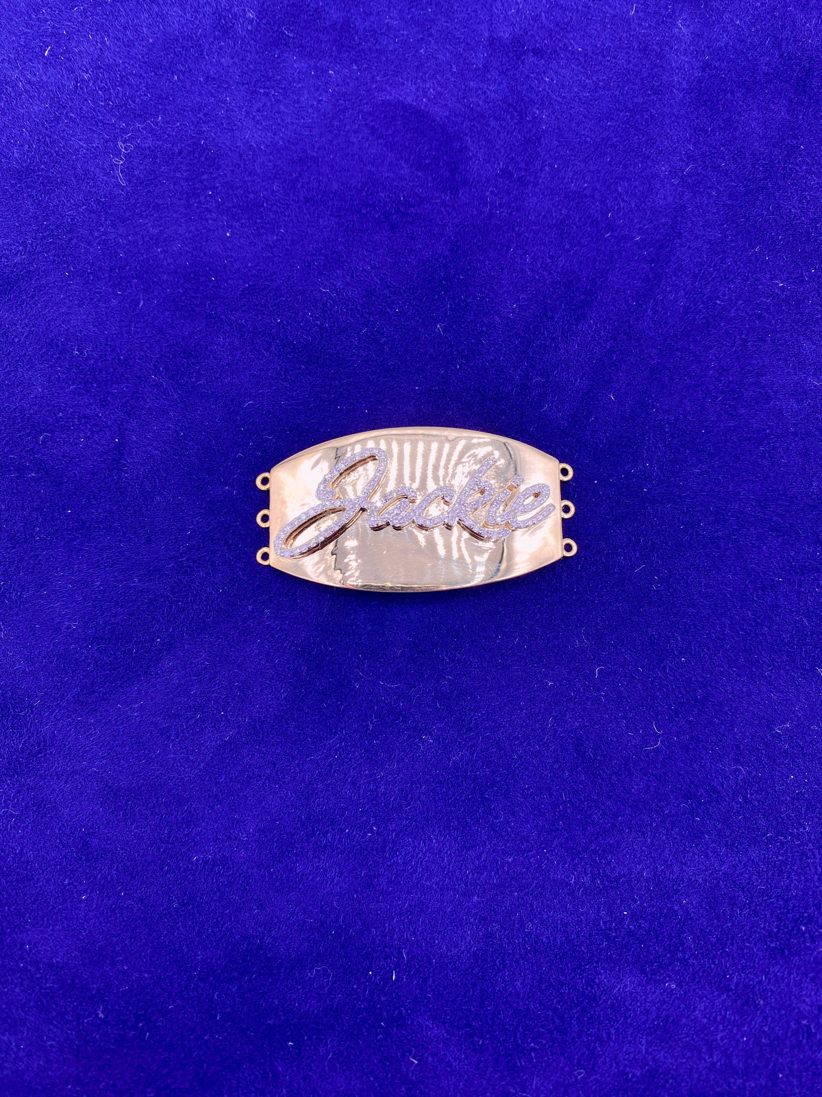 14K Gold Custom Diamond Bracelet Plate - additional product view 2