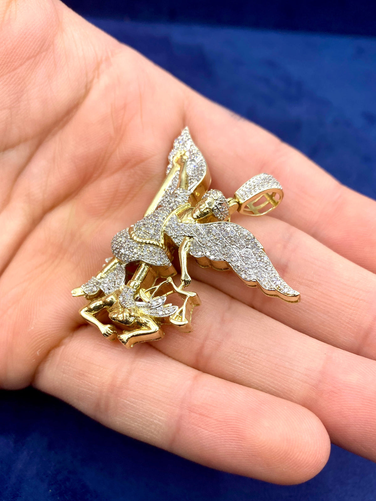 10K Gold Saint Michael Archangel Diamond Pendant - additional product view 4