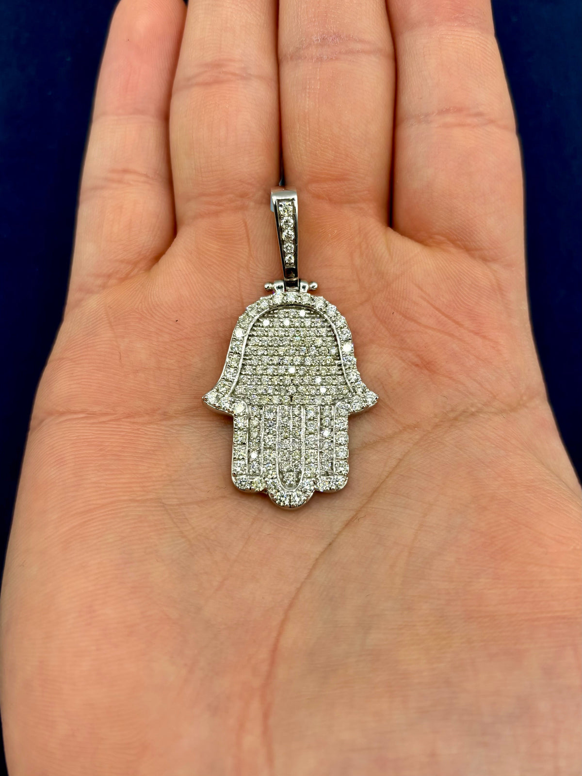 14K Gold Classic Diamond Hamsa Pendant - additional product view 2