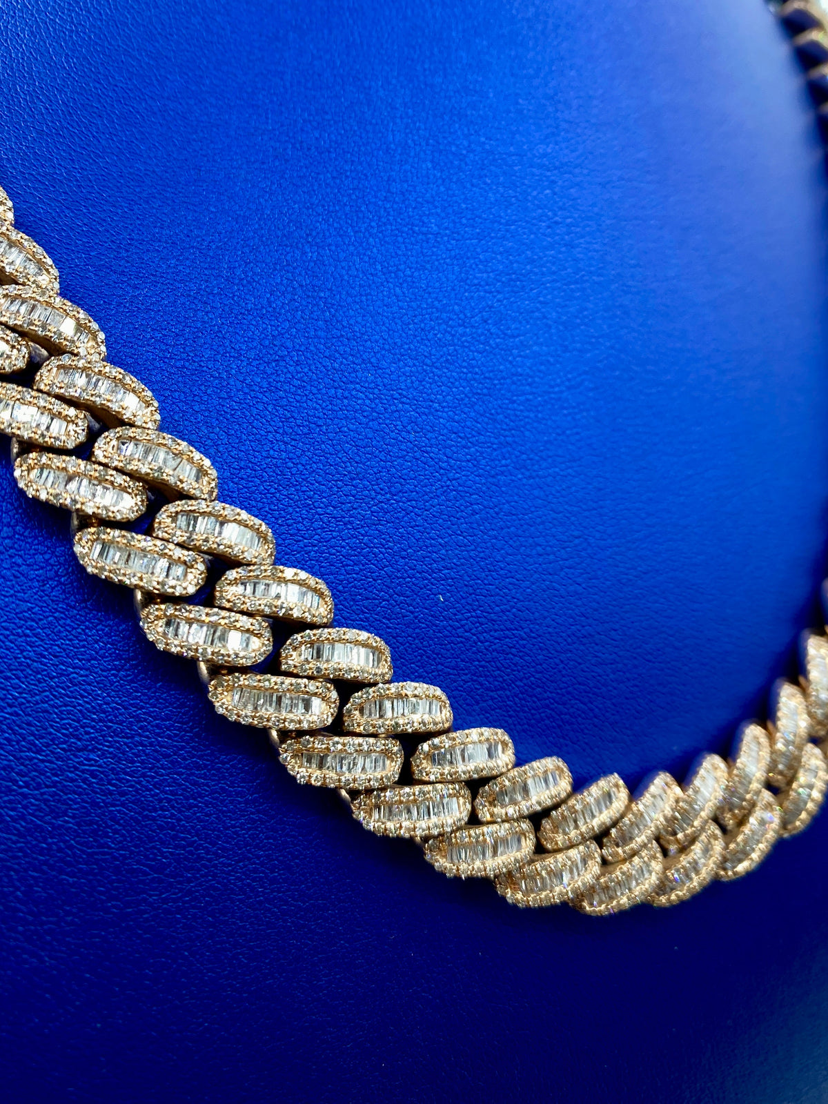 14K Rose Gold Jumbo Baguette Diamond Cuban Chain 14.2mm - additional product view 6
