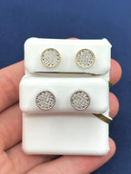 10K Gold Thick Round Diamond Earrings - additional product view 4