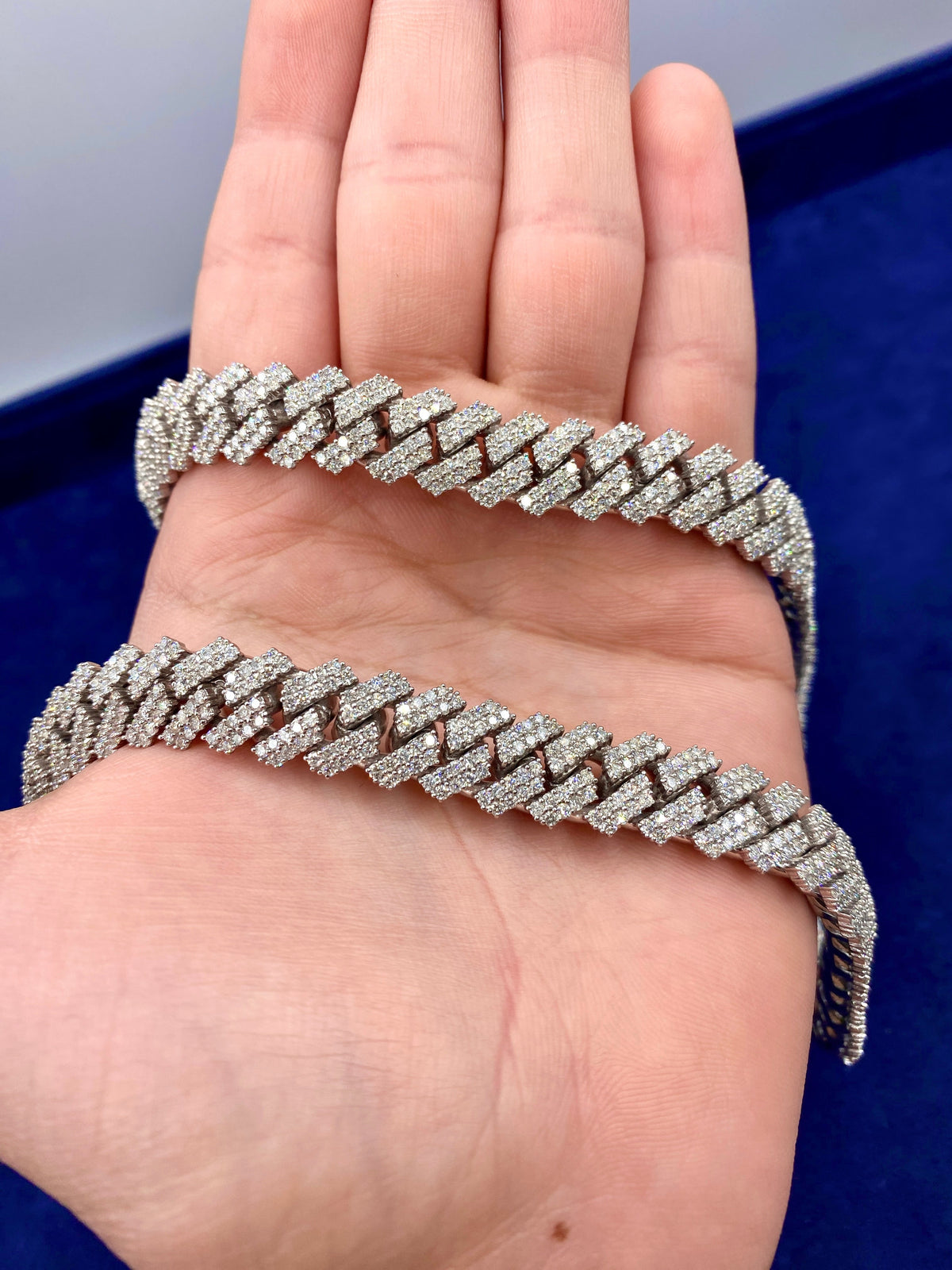 14K 12.5mm White Gold Diamond Cuban Chain 24 in - additional product view 4