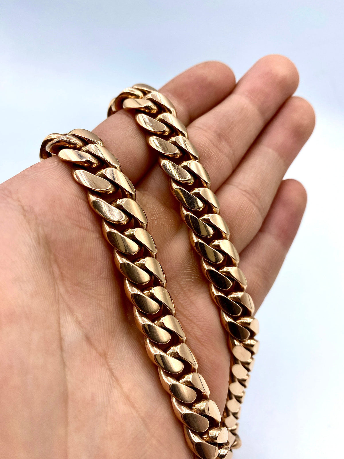 14K Solid Rose Gold Cuban Chain 12mm 28 in - additional product view 4