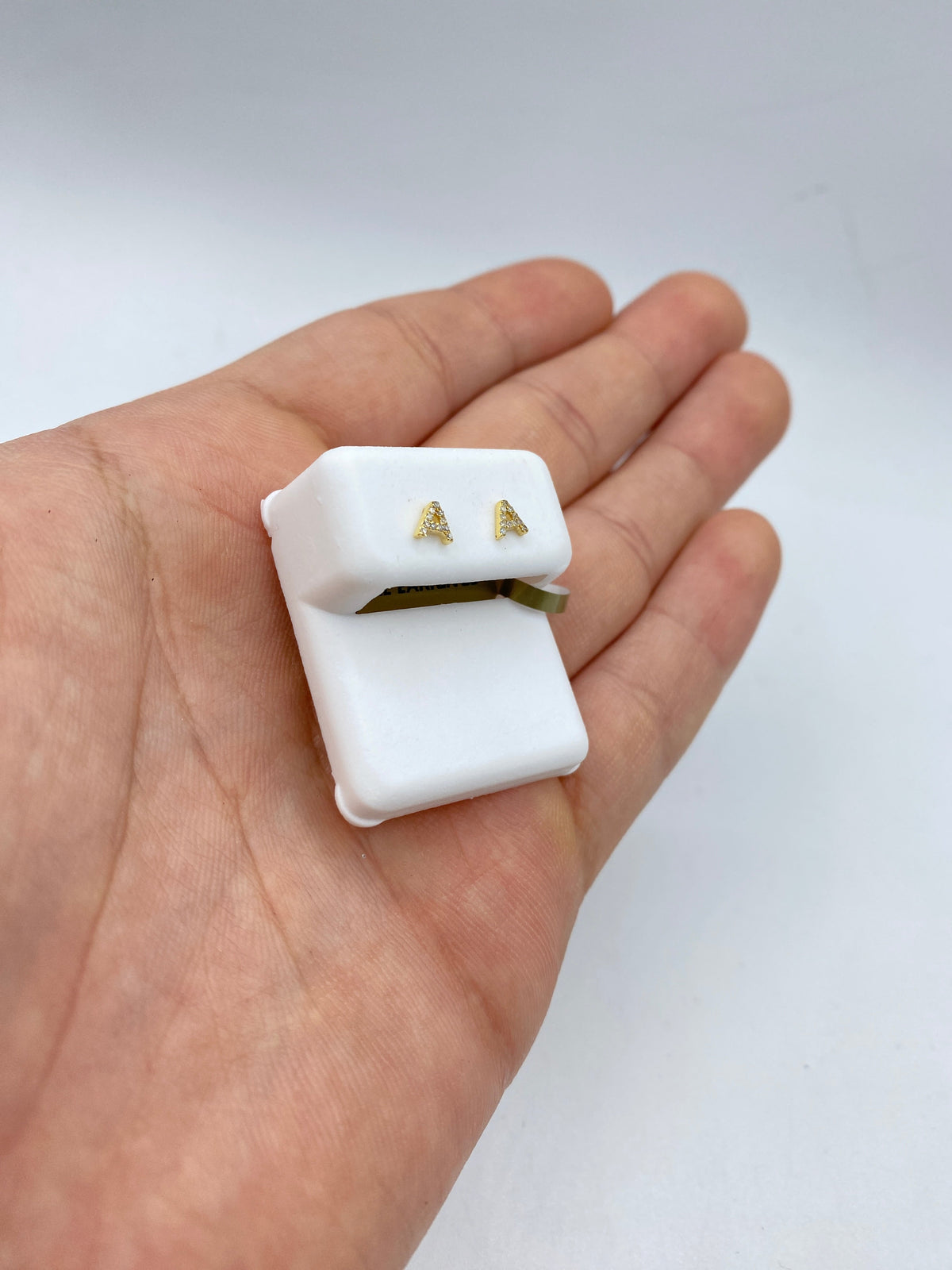 10K Gold Initial Diamond Earrings A-Z - additional product view 2