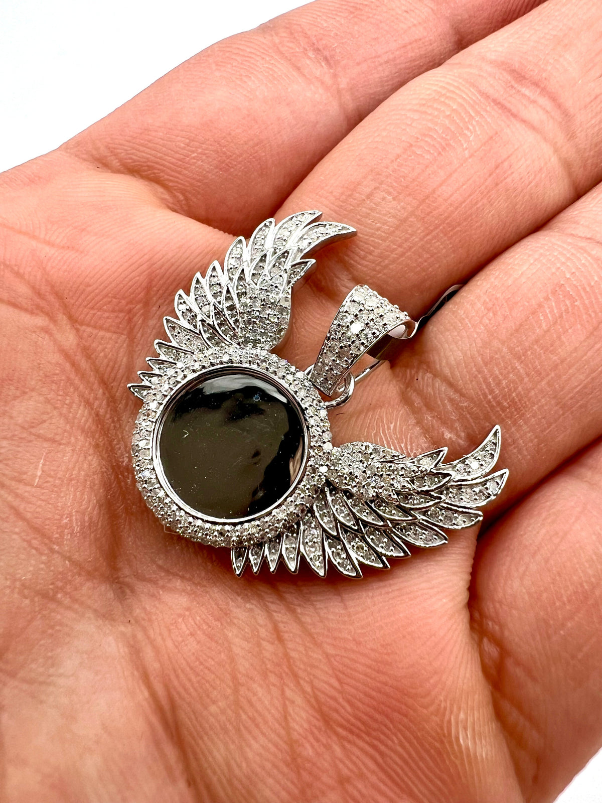 10K Gold Raised Wing Photo Diamond Pendant - additional product view 6