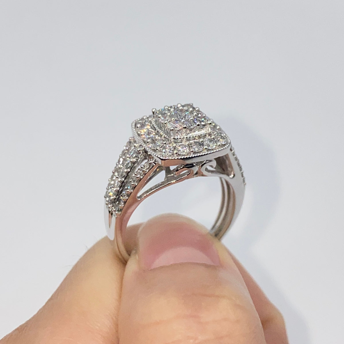 10K Gold Rounded Square Diamond Ring - additional product view 4