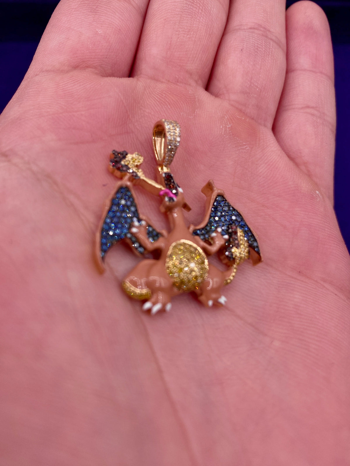 10K Gold Charizard Diamond Pendant - additional product view 5
