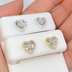 14K Gold Parisian Heart Diamond Baguette Earrings - additional product view 5
