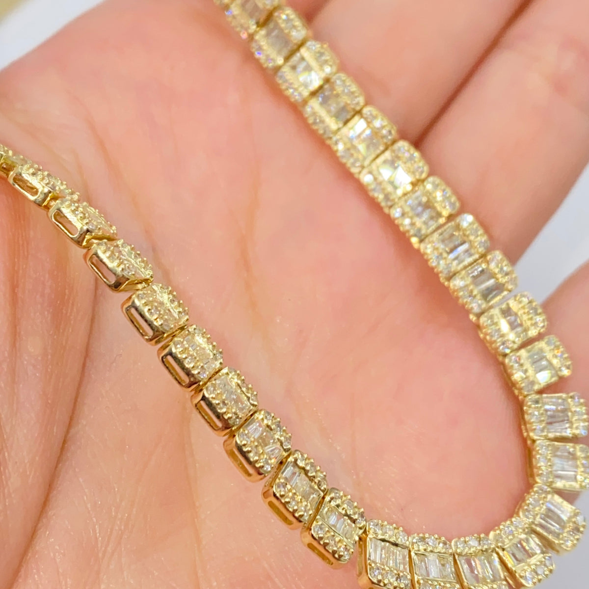 10K Gold 6.3mm Rectangle Diamond Baguette Tennis Chain 20 in - additional product view 4