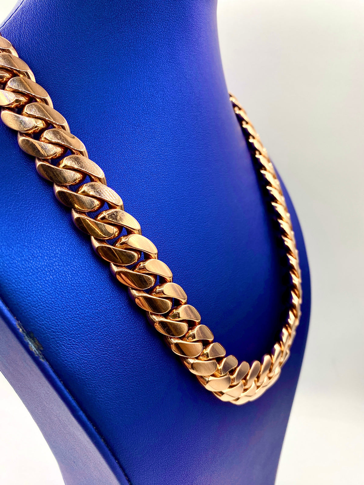 14K Solid Rose Gold Cuban Chain 16.3mm 21 in - additional product view 3