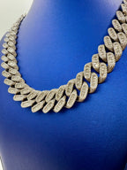 14K 18.5mm White Gold Baguette Cuban Diamond Chain - additional product view 3