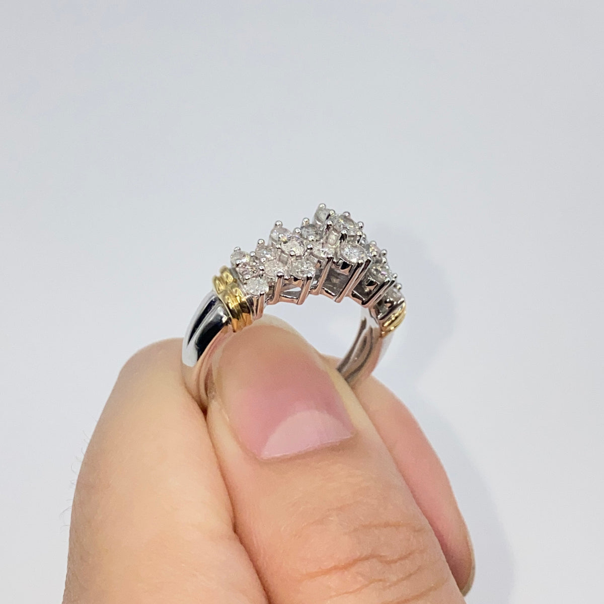 10K Gold Diamond Tiara Two-Tone Engagement Ring - additional product view 4