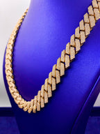 14K 16.5mm Gold Cuban Diamond Chain 22 in - additional product view 3