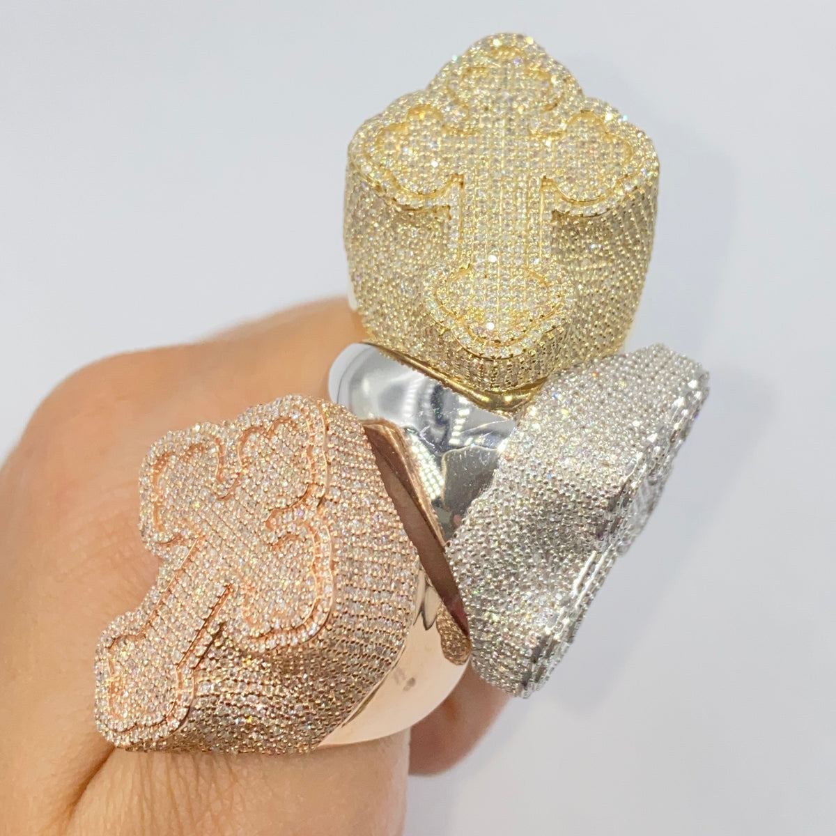 10K Gold Bubble Cross Diamond Ring - additional product view 2