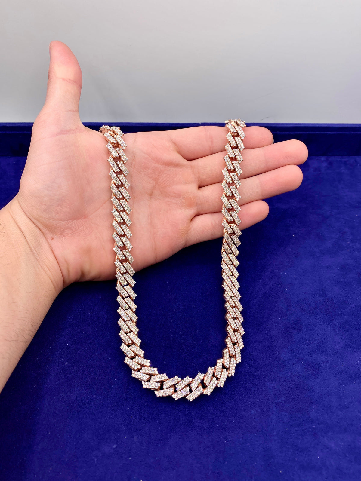 14K 12.5mm Rose Gold Cuban Diamond Chain 23 in - additional product view 4