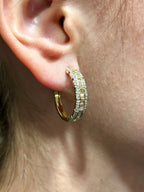 14K Gold Baguette Square Style Hoop Diamond Earrings - additional product view 2