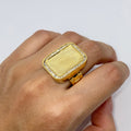 10K Gold Rectangle Photo Pendant Diamond Baguette Watch Band Ring - main product photo