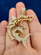 14K Gold Jumbo Great White Shark Diamond Pendant - additional product view 4