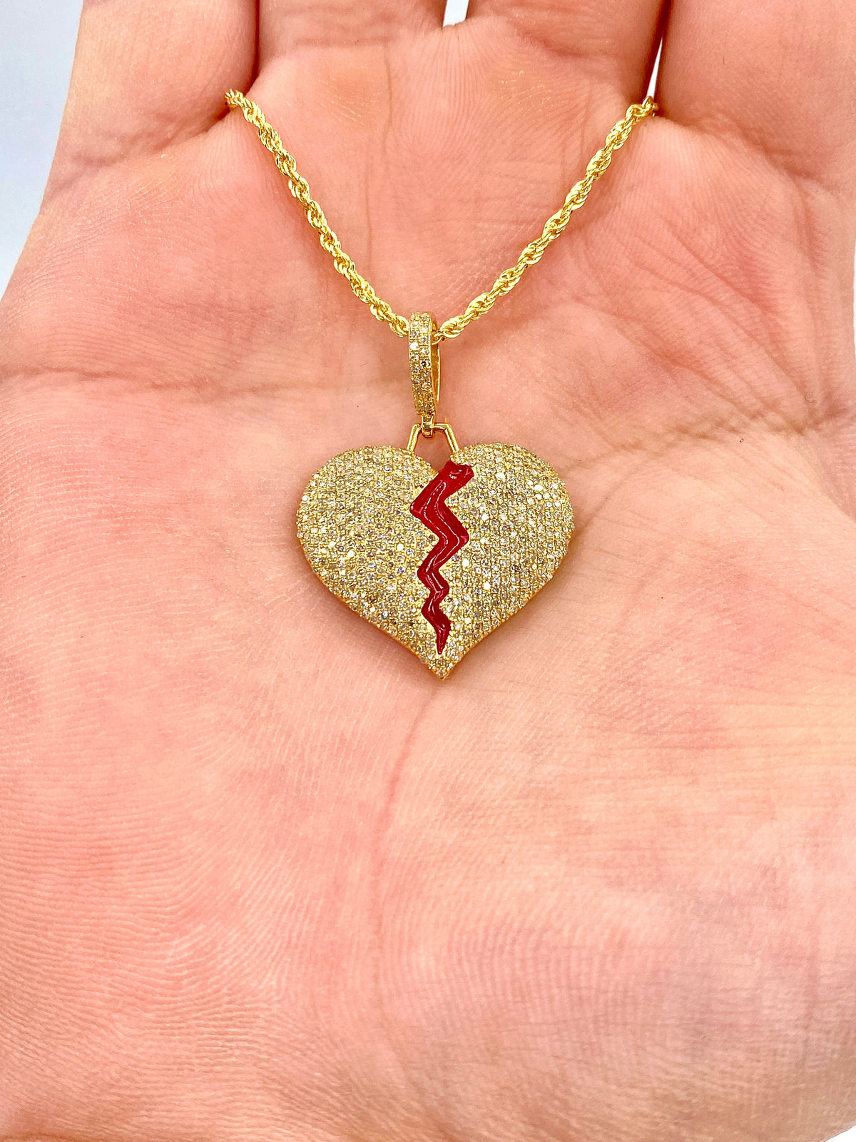 14K Gold Broken Heart Diamond Pendant - additional product view 4
