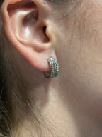 14K Gold Baguette Small Hoop Diamond Earrings - additional product view 5