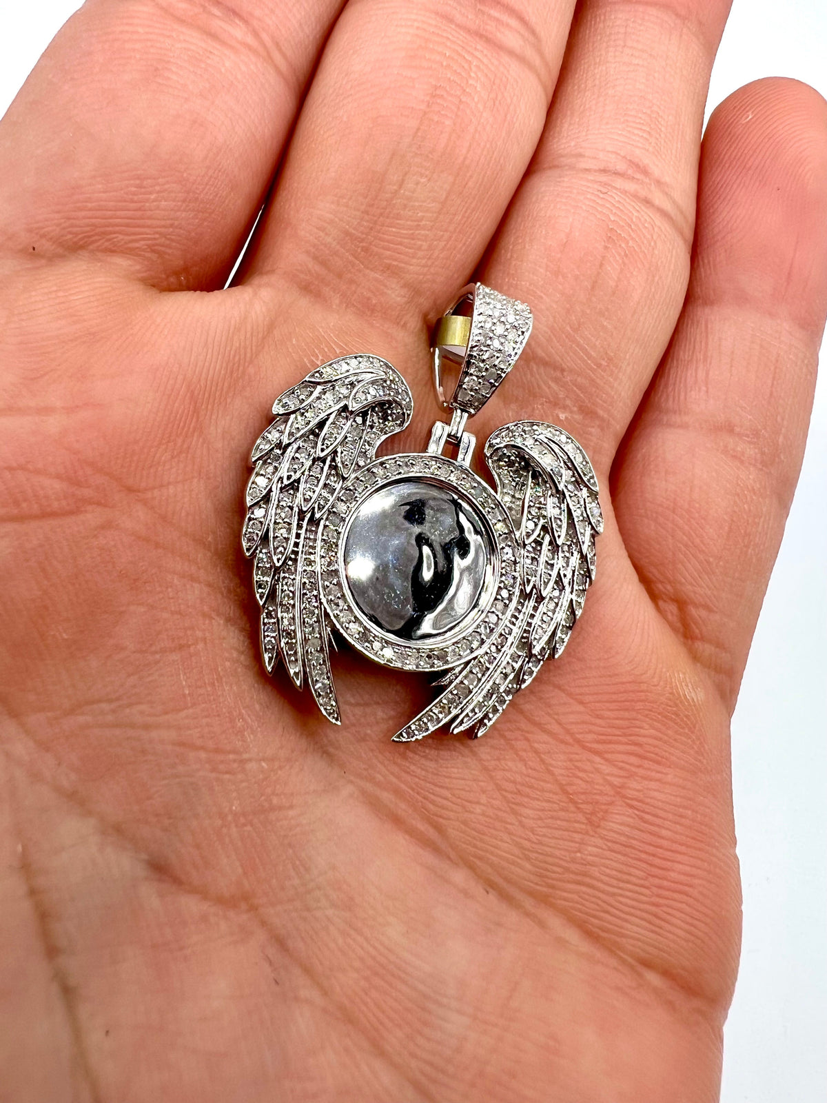 10K Gold Angel Wing Photo Diamond Pendant - additional product view 5