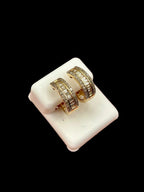 14K Gold Baguette Small Hoop Diamond Earrings - additional product view 7