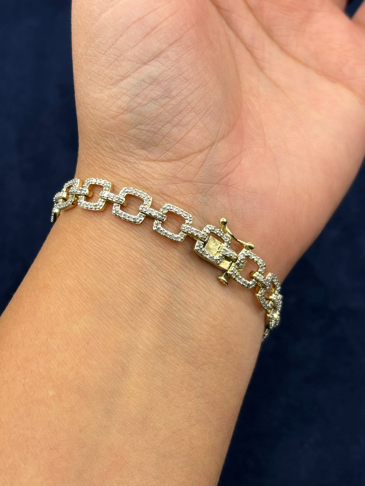14K Gold Square Link Diamond Bracelet - additional product view 3