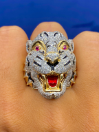 14K Gold White Tiger Enamel Diamond Ring - additional product view 5