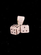 14K Gold Double Dice Diamond Pendant - additional product view 4