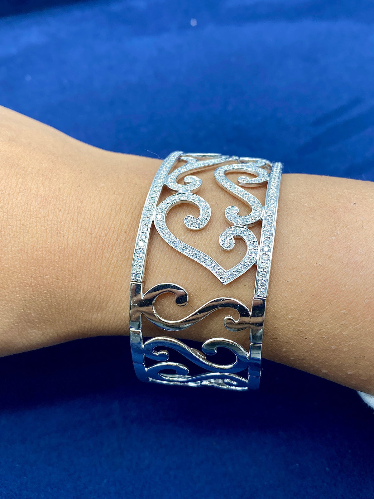 14K Gold Swirl Cuff Diamond Bracelet - additional product view 4