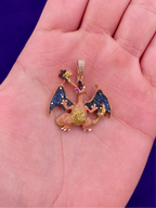 10K Gold Charizard Diamond Pendant - additional product view 3