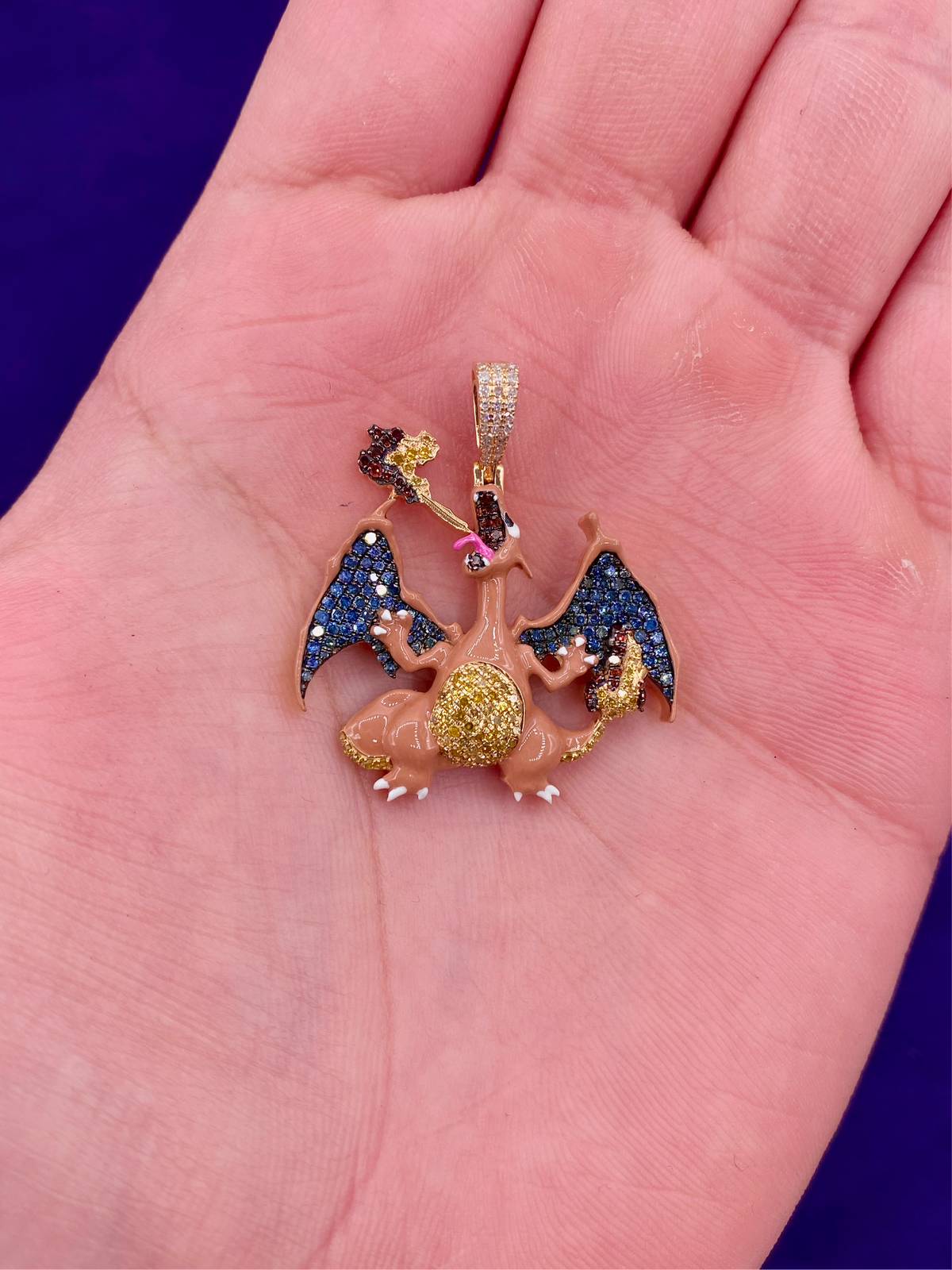 10K Gold Charizard Diamond Pendant - additional product view 3