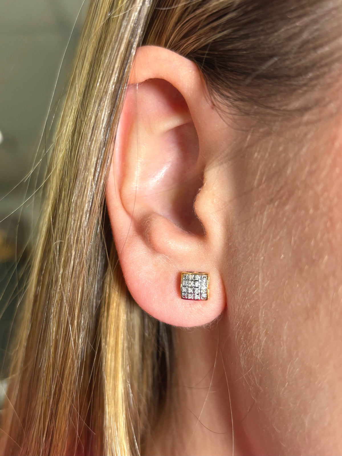 10K Gold Square Coordinate Diamond Earrings - additional product view 2