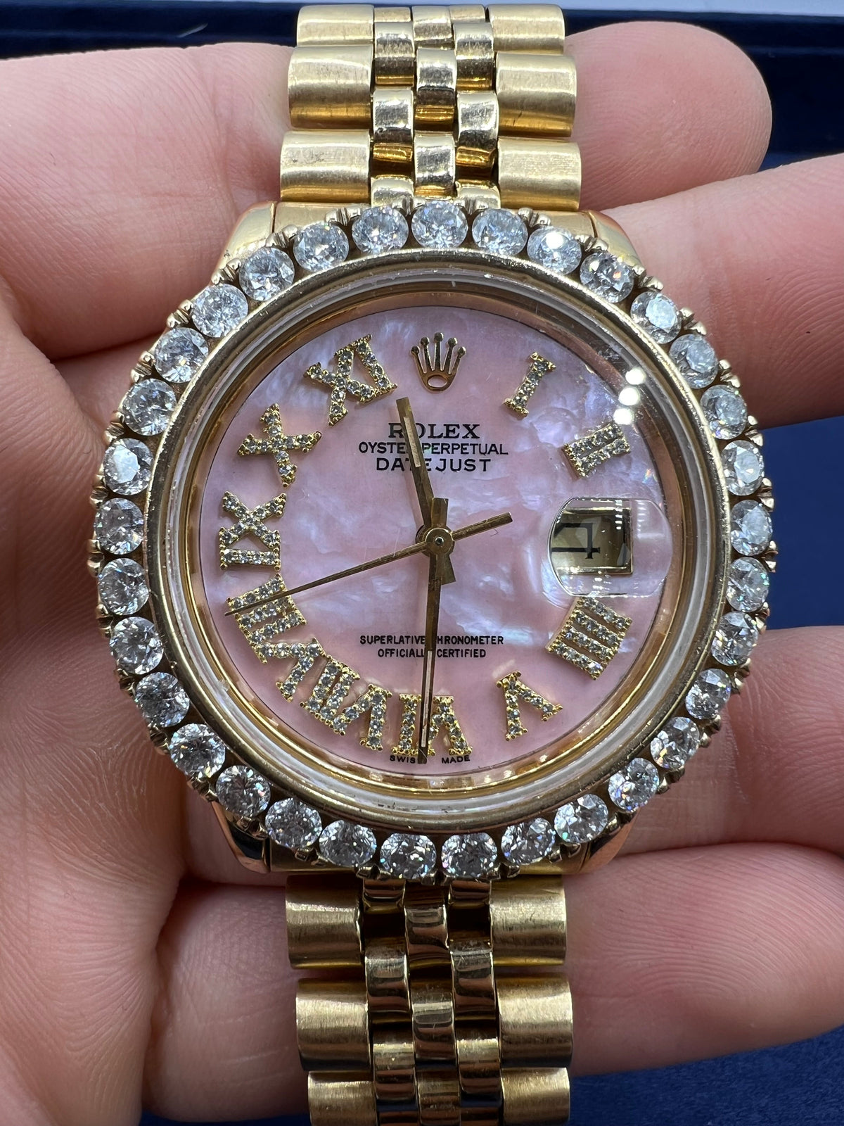 36mm Rolex Datejust Diamond Dial Pink Pearl Face Watch - additional product view 7