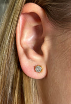 10K Gold Circle Cookie Diamond Earrings - additional product view 10