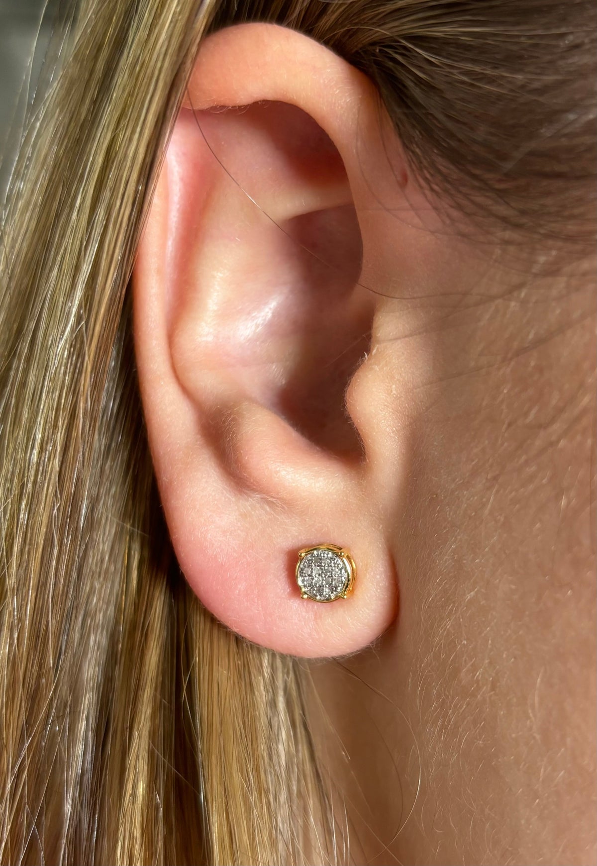 10K Gold Circle Cookie Diamond Earrings - additional product view 10